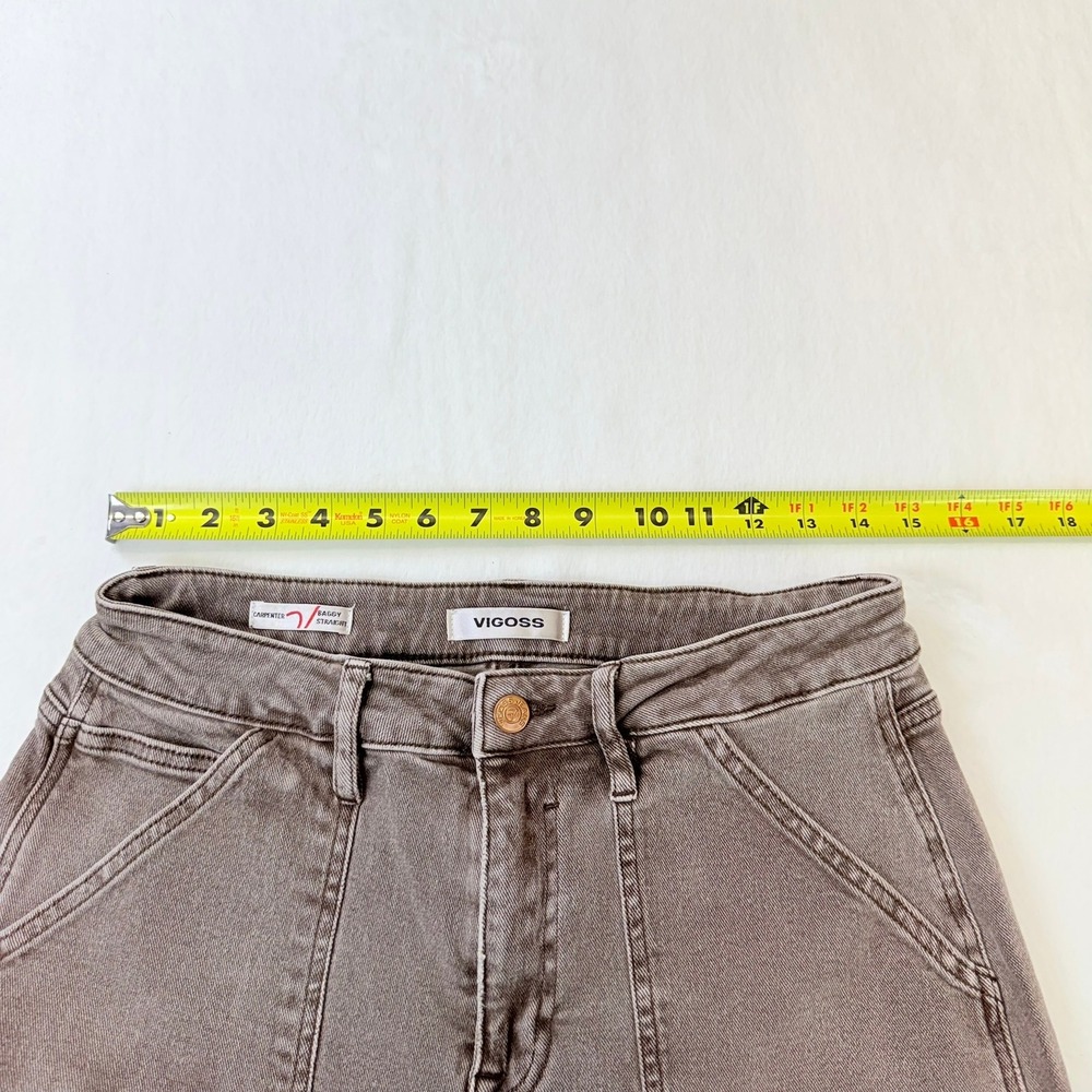 Vigoss Women's Carpenter Baggy Straight Jeans Size 27 Taupe Wide Leg Utility - Picture 13 of 13
